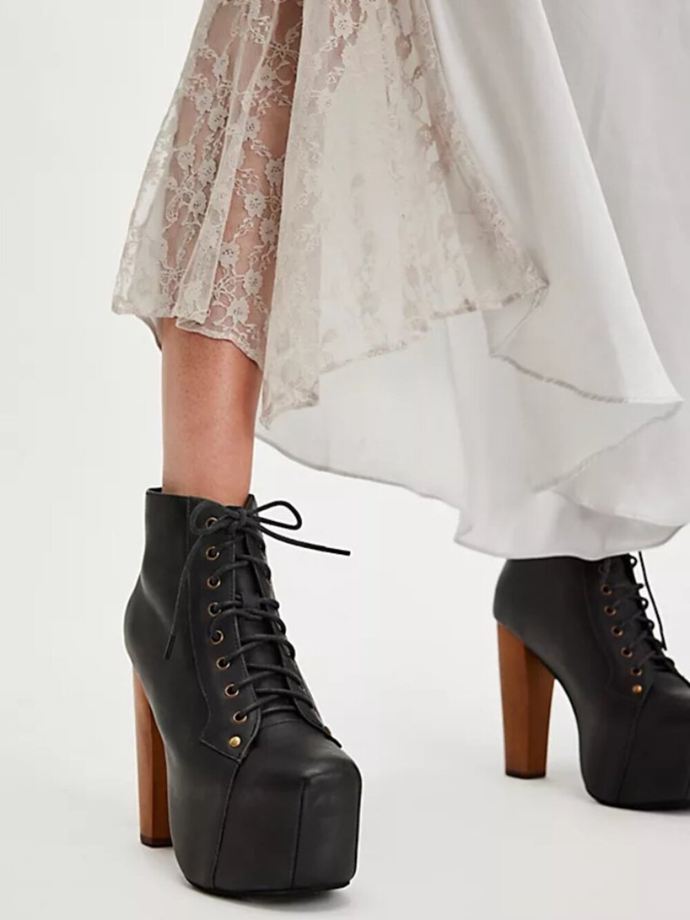 Jeffrey Campbell Black Distressed Suede Lita Platform Ankle Boots -- Size 5.5